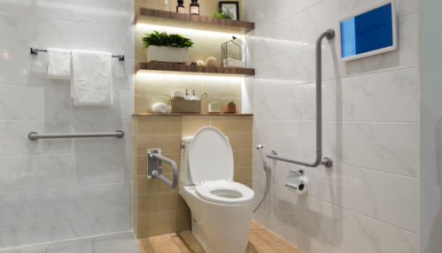 Interior of bathroom for the disabled or elderly people.